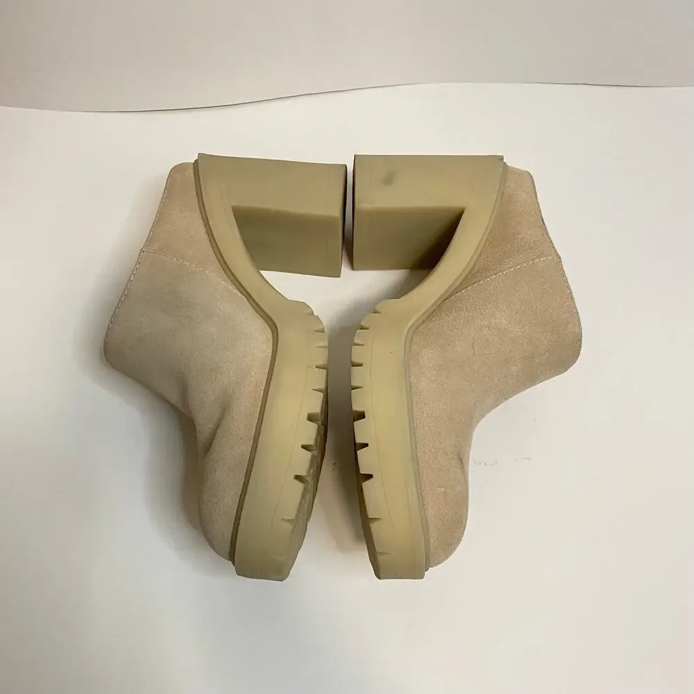 Dolce Vita Women's Clogs Mules Platform Heels Carry Suede Cream Size 9.5 Chunky‎